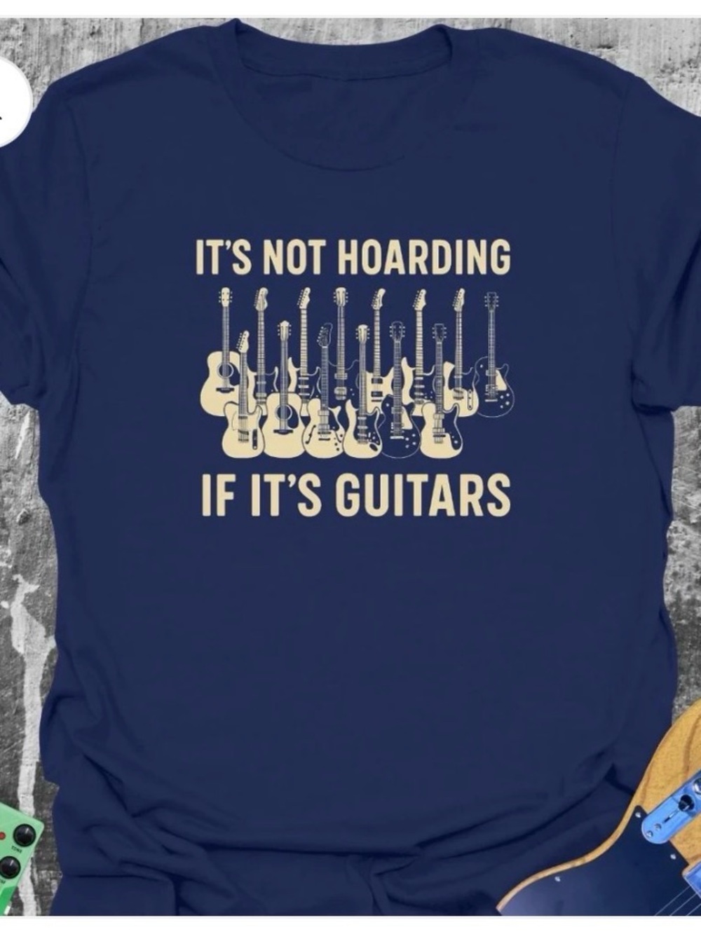 Gildan Navy Blue Graphic Tee with Cream Text